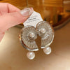 Wholesale Women's Imitation Pearl Geometric Style Electroplated Earrings
