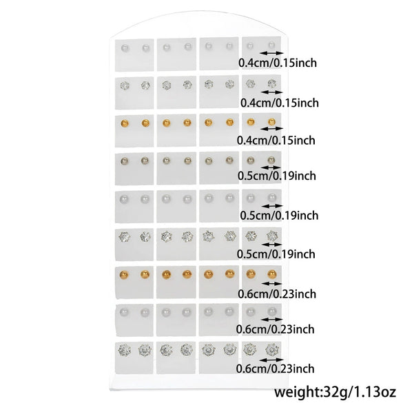 Wholesale Women's Imitation Pearl Rhinestone Earrings Set Geometric Style Electroplated