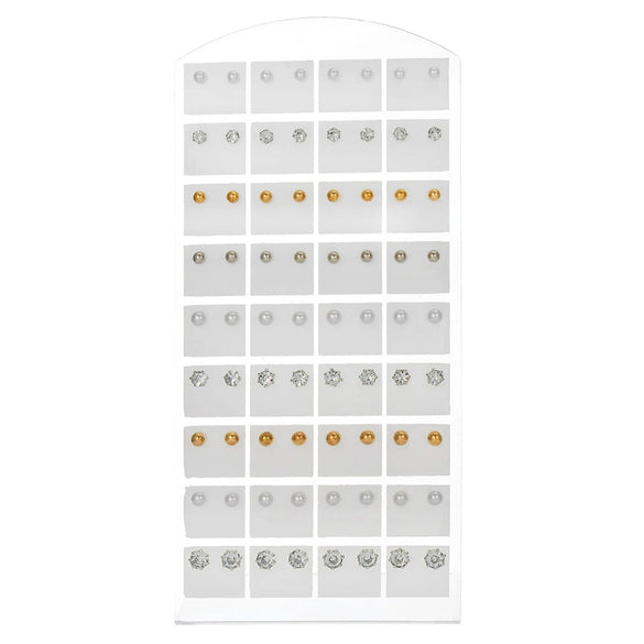 Wholesale Women's Imitation Pearl Rhinestone Earrings Set Geometric Style Electroplated