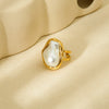 Wholesale Women's Imitation Pearl Stainless Steel Geometric Open Ring 18K Gold Plated Jewelry
