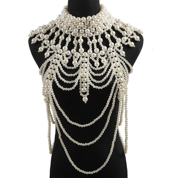 Wholesale Women's Imitation Pearl Water Wave Chain Pure Handmade Creative Necklace