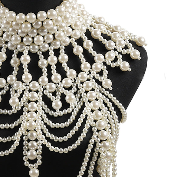 Wholesale Women's Imitation Pearl Water Wave Chain Pure Handmade Creative Necklace
