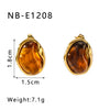 Wholesale Women's Inlaid Resin Earrings Round Asymmetric Shape Stainless Steel 18K Gold Plated With 18K Vacuum Plating In Furnace Geometric Style
