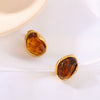 Wholesale Women's Inlaid Resin Earrings Round Asymmetric Shape Stainless Steel 18K Gold Plated With 18K Vacuum Plating In Furnace Geometric Style