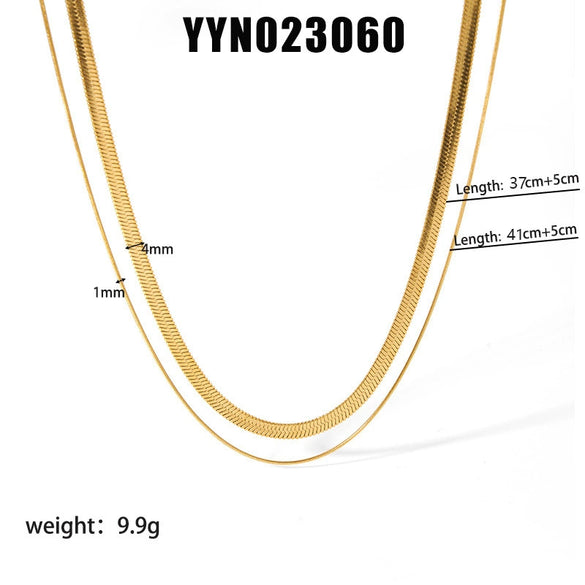 Wholesale Women's Ins Fashion Joker Double Layer Stainless Steel Necklace With Geometric Pattern 18K Gold Plated Vacuum Real Gold Electroplated In Pvd Furnace