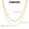 Wholesale Women's Ins Fashion Joker Double Layer Stainless Steel Necklace With Geometric Pattern 18K Gold Plated Vacuum Real Gold Electroplated In Pvd Furnace