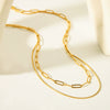 Wholesale Women's Ins Fashion Joker Double Layer Stainless Steel Necklace With Geometric Pattern 18K Gold Plated Vacuum Real Gold Electroplated In Pvd Furnace