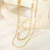 Wholesale Women's Ins Fashion Joker Double Layer Stainless Steel Necklace With Geometric Pattern 18K Gold Plated Vacuum Real Gold Electroplated In Pvd Furnace
