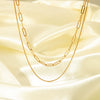 Wholesale Women's Ins Fashion Joker Double Layer Stainless Steel Necklace With Geometric Pattern 18K Gold Plated Vacuum Real Gold Electroplated In Pvd Furnace