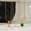 Wholesale Women's Ins Fashion Minimalist Geometric Zircon Stainless Steel Electroplated Pendant Necklace
