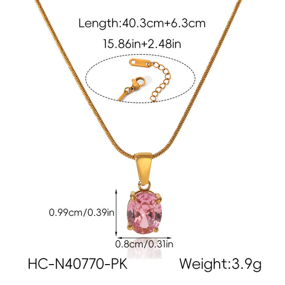 Wholesale Women's Ins Fashion Minimalist Geometric Zircon Stainless Steel Electroplated Pendant Necklace