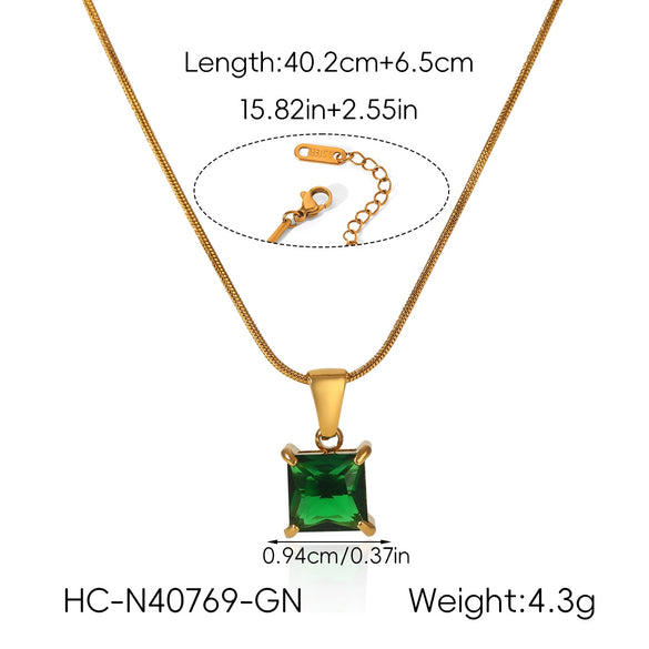 Wholesale Women's Ins Fashion Minimalist Geometric Zircon Stainless Steel Electroplated Pendant Necklace