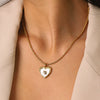 Wholesale Women's Ins French Retro Gold Plated Braided Chain Heartshaped Stainless Steel Pendant Necklace