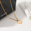 Wholesale Women's Ins French Retro Gold Plated Braided Chain Heartshaped Stainless Steel Pendant Necklace
