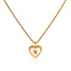 Wholesale Women's Ins French Retro Gold Plated Braided Chain Heartshaped Stainless Steel Pendant Necklace