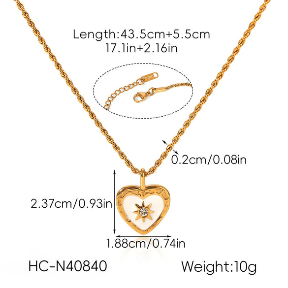 Wholesale Women's Ins French Retro Gold Plated Braided Chain Heartshaped Stainless Steel Pendant Necklace