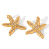 Wholesale Women's Ins Ocean Style Stainless Steel Geometric Starfish Earrings With Electroplating