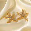 Wholesale Women's Ins Ocean Style Stainless Steel Geometric Starfish Earrings With Electroplating