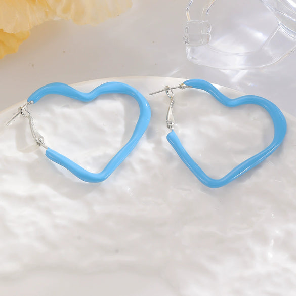 Wholesale Women's Ins Simple Geometric Hollow Heart Metal Earrings With Electroplating