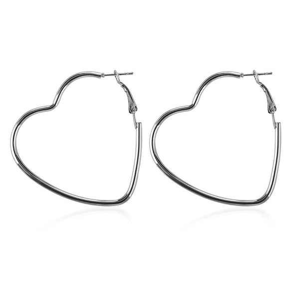 Wholesale Women's Ins Simple Geometric Hollow Heart Metal Earrings With Electroplating