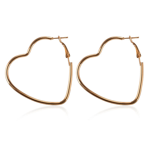 Wholesale Women's Ins Simple Geometric Hollow Heart Metal Earrings With Electroplating