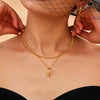Wholesale Women's Ins Simple Stainless Steel Hollow Irregular Geometric Heart Shape Light Luxury Necklace With Electroplating