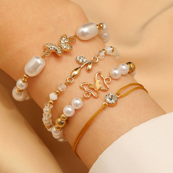 Wholesale Women's Ins Style Alloy Bracelet With Heart Shape Geometric Letters Numbers Text Pattern Electroplated