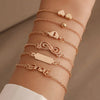 Wholesale Women's Ins Style Alloy Bracelet With Heart Shape Geometric Letters Numbers Text Pattern Electroplated