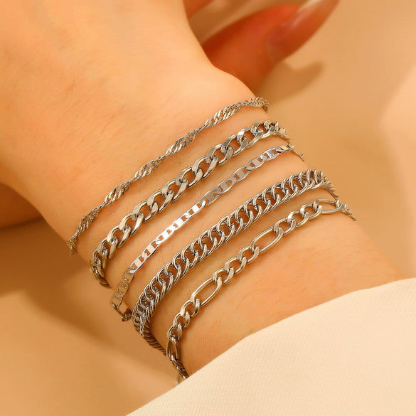 Wholesale Women's Ins Style Alloy Bracelet With Heart Shape Geometric Letters Numbers Text Pattern Electroplated