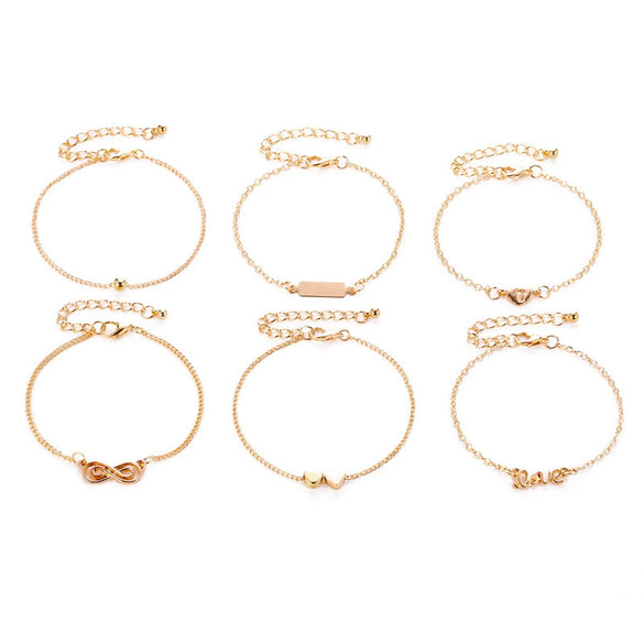 Wholesale Women's Ins Style Alloy Bracelet With Heart Shape Geometric Letters Numbers Text Pattern Electroplated
