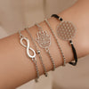 Wholesale Women's Ins Style Alloy Bracelet With Heart Shape Geometric Letters Numbers Text Pattern Electroplated