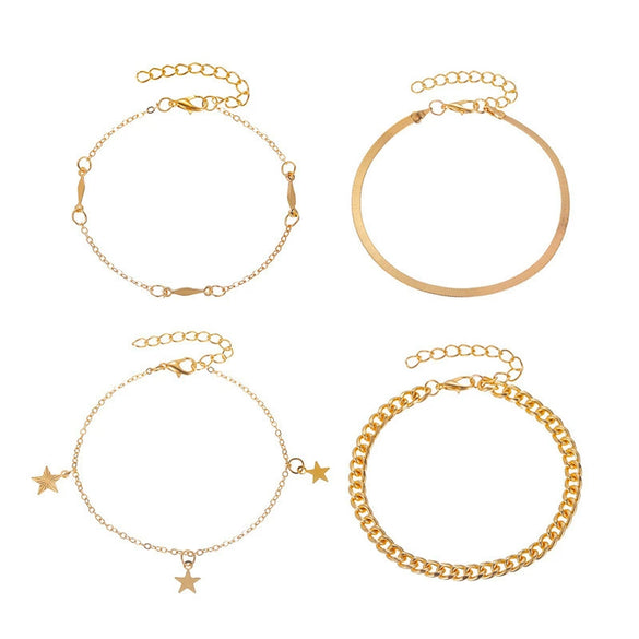 Wholesale Women's Ins Style Alloy Bracelet With Heart Shape Geometric Letters Numbers Text Pattern Electroplated
