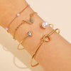 Wholesale Women's Ins Style Alloy Bracelet With Heart Shape Geometric Letters Numbers Text Pattern Electroplated