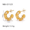 Wholesale Women's Ins Style C Shaped Three Dimensional Geometric Stainless Steel 18K Gold Plated Earrings