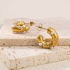 Wholesale Women's Ins Style C Shaped Three Dimensional Geometric Stainless Steel 18K Gold Plated Earrings