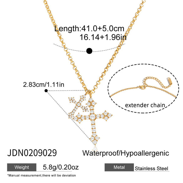 Wholesale Women's Ins Style Cross Stainless Steel Electroplated Necklace