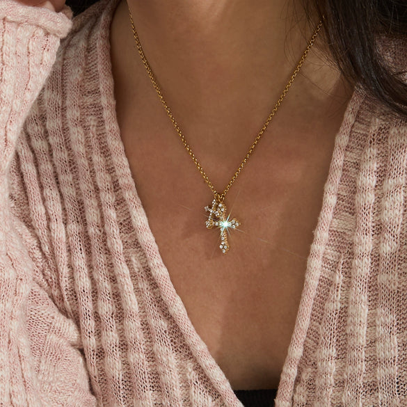 Wholesale Women's Ins Style Cross Stainless Steel Electroplated Necklace