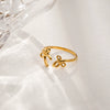 Wholesale Women's Ins Style Electroplated 18K Gold Stainless Steel Bow Tie Ring Accessories