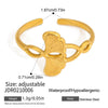 Wholesale Women's Ins Style Electroplated Stainless Steel Ginkgo Leaf Adjustable Open Ring Accessories