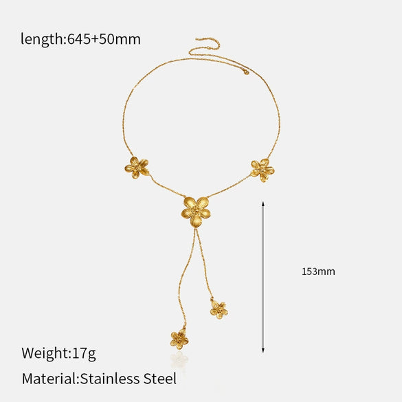 Wholesale Women's Ins Style Floral Stainless Steel Necklace With 18K Gold Electroplating