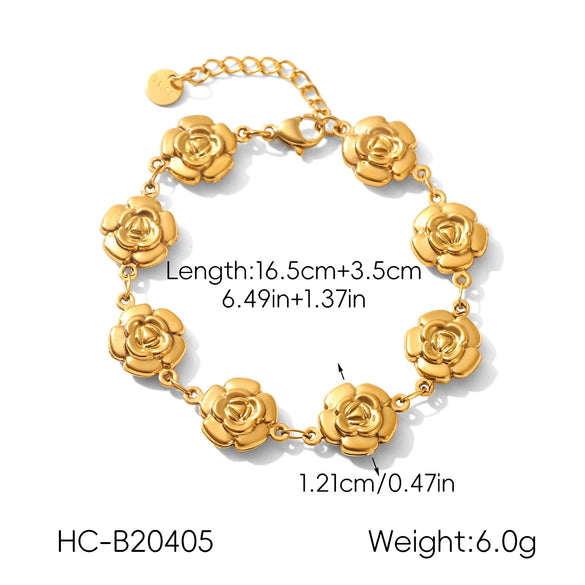 Wholesale Women's Ins Style Flower Pattern Stainless Steel Electroplated Necklace And Bracelet Jewelry