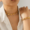 Wholesale Women's Ins Style Flower Pattern Stainless Steel Electroplated Necklace And Bracelet Jewelry