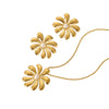 Wholesale Women's Ins Style Flower Pattern Stainless Steel 18K Gold Plated Earrings And Necklace Set