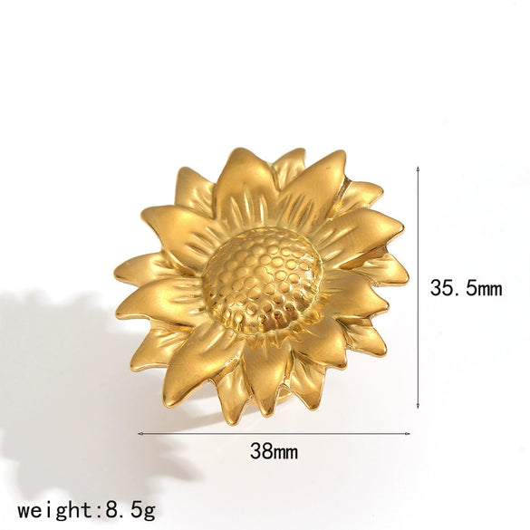 Wholesale Women's Ins Style Flower Pattern Titanium Steel And Stainless Steel Earrings With Pvd Furnace Vacuum Real Gold Plating