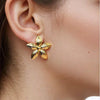 Wholesale Women's Ins Style Flower Pattern Titanium Steel And Stainless Steel Earrings With Pvd Furnace Vacuum Real Gold Plating
