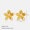 Wholesale Women's Ins Style Flower Shape Titanium Steel And Stainless Steel Earrings With Vacuum Real Gold Plating In Pvd Furnace