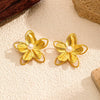Wholesale Women's Ins Style Flower Shape Titanium Steel And Stainless Steel Earrings With Vacuum Real Gold Plating In Pvd Furnace