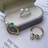 Wholesale Women's Ins Style Freshwater Pearl Open Ring Set With Pearls Made Of Copper Alloy