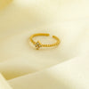 Wholesale Women's Ins Style Geometric And Floral Pattern Stainless Steel Zircon Inlaid 18K Gold Plated Open Ring Luxury Jewelry