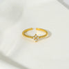 Wholesale Women's Ins Style Geometric And Floral Pattern Stainless Steel Zircon Inlaid 18K Gold Plated Open Ring Luxury Jewelry